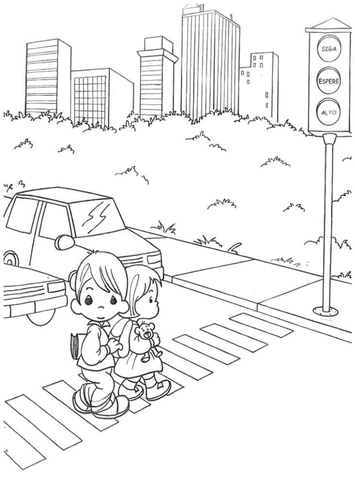 Dibujo Gran Semaforo Para Imprimir Y Colorear